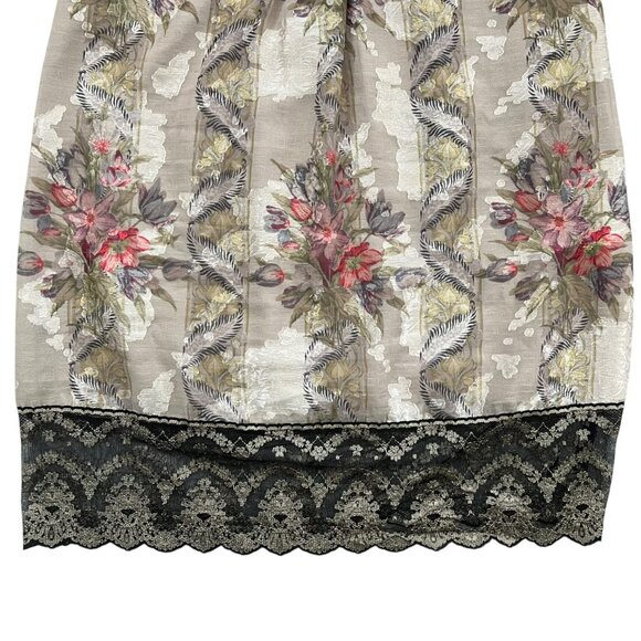 Anna Sui Floral Beaded Lace Trim Jacquard Shift Dress Multicolor 6 Boho Artsy - Picture 8 of 14